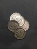 5 Count Lot of United States Roosevelt Dimes - 90% Silver Coins From Estate