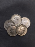 5 Count Lot of United States Roosevelt Dimes - 90% Silver Coins From Estate