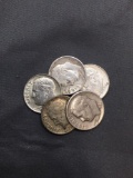 5 Count Lot of United States Roosevelt Dimes - 90% Silver Coins From Estate