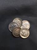 5 Count Lot of United States Roosevelt Dimes - 90% Silver Coins From Estate
