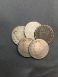 5 Count Lot of United States Liberty V Nickels - Coins from Estate