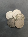 5 Count Lot of United States Liberty V Nickels - Coins from Estate