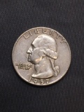 1957-D United States Washington Silver Quarter -90% Silver Coin from Estate