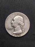 1941-S United States Washington Silver Quarter -90% Silver Coin from Estate