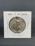 1943 United States Walking Liberty Silver Half Dollar - 90% Silver Coin from Estate