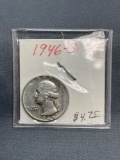 1946-S United States Washington Silver Quarter - 90% Silver Coin from Estate