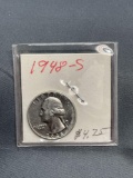 1948-S United States Washington Silver Quarter - 90% Silver Coin from Estate