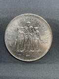 1977 France 50 Francs Silver Foreign World Coin - 90% Silver Coin - 0.8681 Ounces Actual Silver