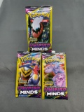 3 Count Lot of Factory Sealed Pokemon UNIFIED MINDS 3 Card Booster Packs from Retail Box