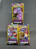 3 Count Lot of Factory Sealed Pokemon UNIFIED MINDS 3 Card Booster Packs from Retail Box