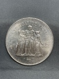 1977 France 50 Francs Silver Foreign World Coin - 90% Silver Coin - 0.8681 Ounces Actual Silver