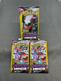 3 Count Lot of Factory Sealed Pokemon UNIFIED MINDS 3 Card Booster Packs from Retail Box