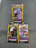 3 Count Lot of Factory Sealed Pokemon UNIFIED MINDS 3 Card Booster Packs from Retail Box