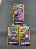 3 Count Lot of Factory Sealed Pokemon UNIFIED MINDS 3 Card Booster Packs from Retail Box
