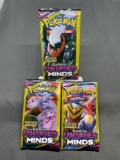 3 Count Lot of Factory Sealed Pokemon UNIFIED MINDS 3 Card Booster Packs from Retail Box