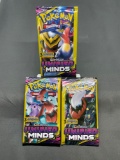 3 Count Lot of Factory Sealed Pokemon UNIFIED MINDS 3 Card Booster Packs from Retail Box