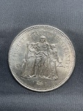 1978 France 50 Francs Silver Foreign World Coin - 90% Silver Coin - 0.8681 Ounces Actual Silver