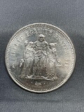 1978 France 50 Francs Silver Foreign World Coin - 90% Silver Coin - 0.8681 Ounces Actual Silver
