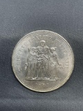 1978 France 50 Francs Silver Foreign World Coin - 90% Silver Coin - 0.8681 Ounces Actual Silver