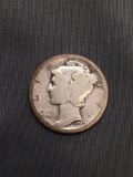 1919-D United States Mercury Silver Dime - 90% Silver Coin from Estate
