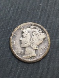1925-D United States Mercury Silver Dime - 90% Silver Coin from Estate