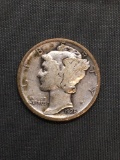 1928 United States Mercury Silver Dime - 90% Silver Coin from Estate