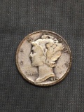1929 United States Mercury Silver Dime - 90% Silver Coin from Estate