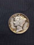 1937 United States Mercury Silver Dime - 90% Silver Coin from Estate