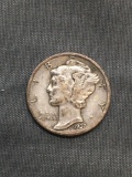 1937-S United States Mercury Silver Dime - 90% Silver Coin from Estate