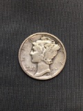1938-D United States Mercury Silver Dime - 90% Silver Coin from Estate
