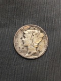 1943-D United States Mercury Silver Dime - 90% Silver Coin from Estate