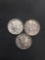 3 Count Lot of United States Mercury Dimes - 90% Silver Coins from Estate