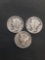 3 Count Lot of United States Mercury Dimes - 90% Silver Coins from Estate