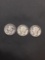 3 Count Lot of United States Mercury Dimes - 90% Silver Coins from Estate