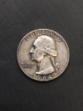 1964-D United States Washington Silver Quarter -90% Silver Coin from Estate