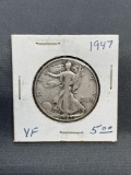 1947 United States Walking Liberty Silver Half Dollar - 90% Silver Coin from Estate