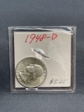 1948-D United States Washington Silver Quarter - 90% Silver Coin from Estate