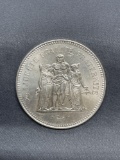 1975 France 50 Francs Silver Foreign World Coin - 90% Silver Coin - 0.8681 Ounces Actual Silver