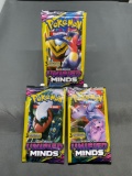 3 Count Lot of Factory Sealed Pokemon UNIFIED MINDS 3 Card Booster Packs from Retail Box