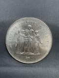 1978 France 50 Francs Silver Foreign World Coin - 90% Silver Coin - 0.8681 Ounces Actual Silver