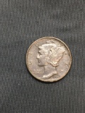 1942-S United States Mercury Silver Dime - 90% Silver Coin from Estate