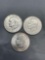 3 Count Lot United States Eisenhower Commemorative Dollar Coins from Estate - Mixed Years