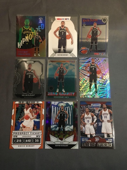 9 Card Lot of KEVIN DURANT Brooklyn Nets Basketball Trading Cards from Awesome Collection