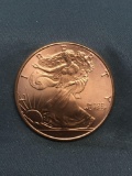 1 Ounce .999 Fine COPPER Walking Liberty Style Copper Bullion Round Coin