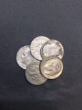 5 Count Lot of United States SILVER Dimes - 90% Silver Coins from Estate