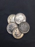 5 Count Lot of United States SILVER Dimes - 90% Silver Coins from Estate