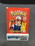 1999 Factory Sealed Pokemon TOPPS 6 Count VINTAGE Sticker Booster Pack - RARE!