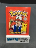 1999 Factory Sealed Pokemon TOPPS 6 Count VINTAGE Sticker Booster Pack - RARE!