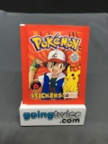 1999 Factory Sealed Pokemon TOPPS 6 Count VINTAGE Sticker Booster Pack - RARE!