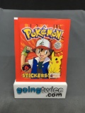 1999 Factory Sealed Pokemon TOPPS 6 Count VINTAGE Sticker Booster Pack - RARE!